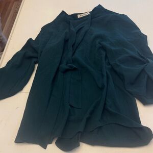 Chic Teal Tie-Front Blouse